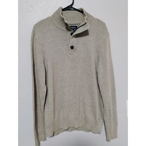 American Eagle Sweater Mens Black Pullover Athletic‎ Fit Quarter Zip Large